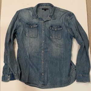 John Varvatos western denim snap shirt